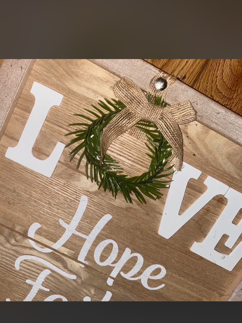 Rustic Green Mini Wreath Wall Hanging with Burlap Bow